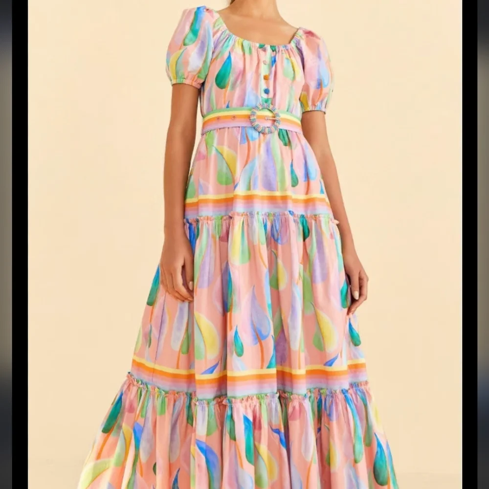 EUC Sz S FARM Rio maxi dress with belt - Picture 2 of 10